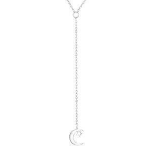 Sterling Silver Moon And Star Y Necklace